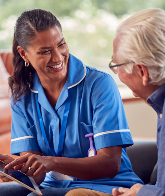Nurse using tablet for eMAR